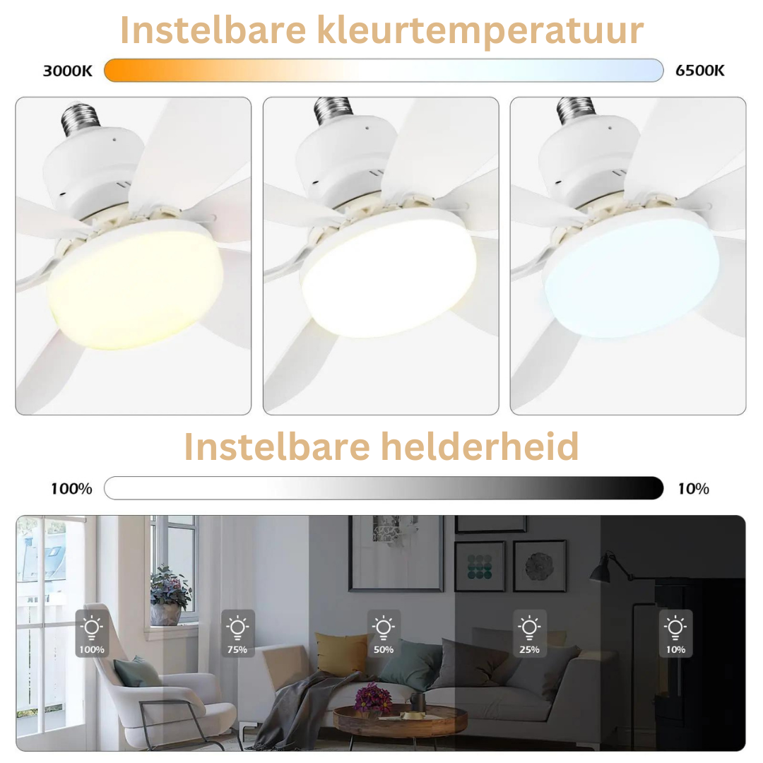 Plafondventilator met Verlichting – Verstelbare Windsnelheid & LED – 3 Snelheden – Afstandsbediening – Geruisloze Motor – Modern Design