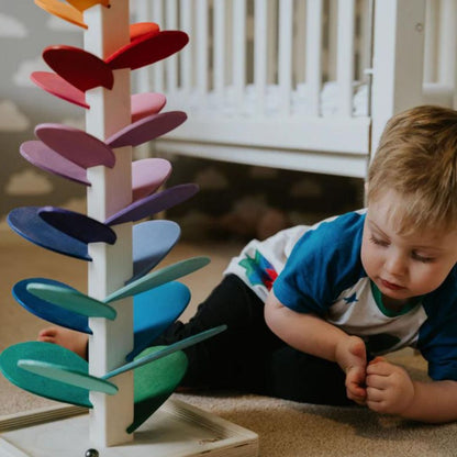 Houten Regenboog Knikkerbaan met Geluid - Educatief Speelgoed voor Kinderen 29cm & 71cm