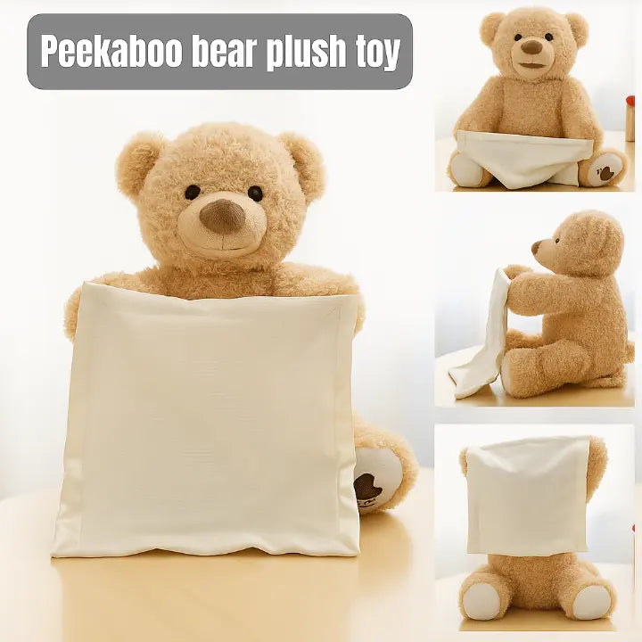 Interactieve Knuffelbeer Peek-a-boo Polyester Pluche 30cm 6 Zinnen Beweegbare Armen Baby Speelgoed Buikligtijd Kraamcadeau AAA Batterij
