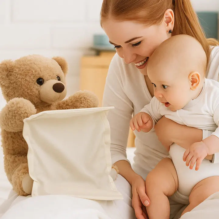 Interactieve Knuffelbeer Peek-a-boo Polyester Pluche 30cm 6 Zinnen Beweegbare Armen Baby Speelgoed Buikligtijd Kraamcadeau AAA Batterij