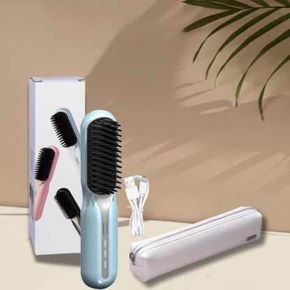 Draadloze Warmtestyler Borstel Oplaadbaar met Keramische Platen Ontkrullen Krullen Compact Reisformaat voor Alle Haartypes Thuis en Onderweg