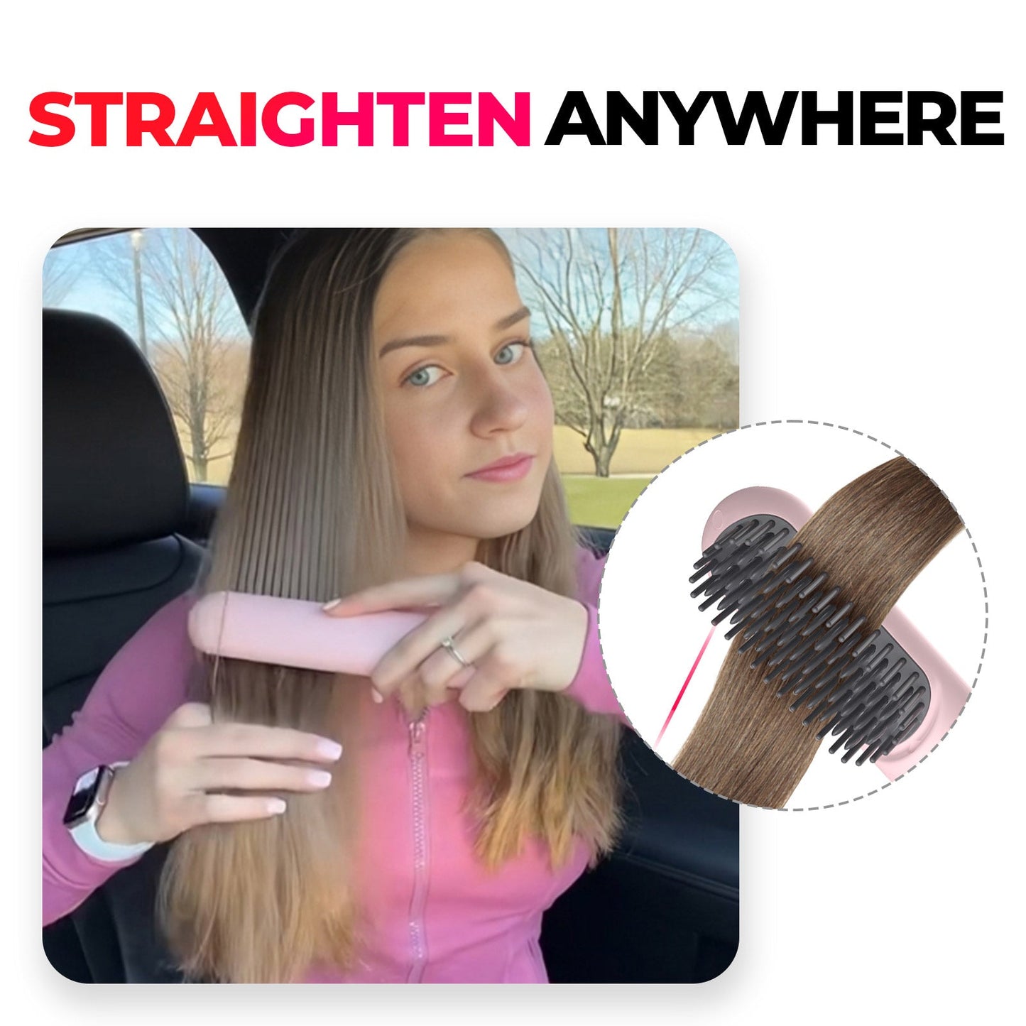 Draadloze Warmtestyler Borstel Oplaadbaar met Keramische Platen Ontkrullen Krullen Compact Reisformaat voor Alle Haartypes Thuis en Onderweg