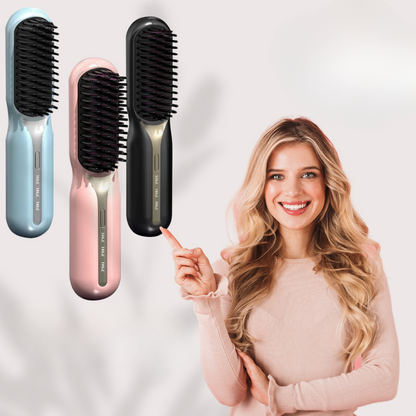 Draadloze Warmtestyler Borstel Oplaadbaar met Keramische Platen Ontkrullen Krullen Compact Reisformaat voor Alle Haartypes Thuis en Onderweg