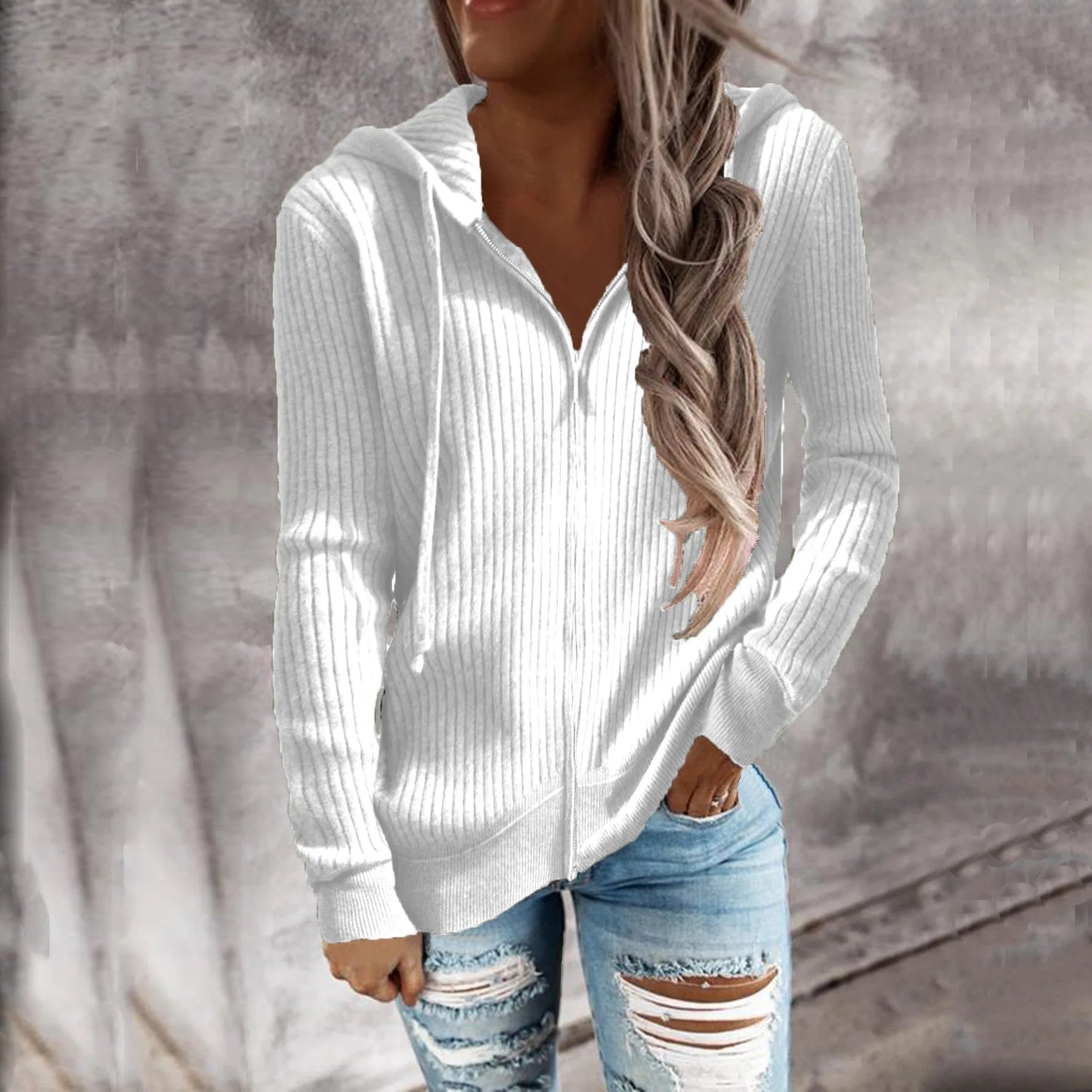 Isabel | Felpa Cappuccio Casual Met Rits Trendy Damestrui