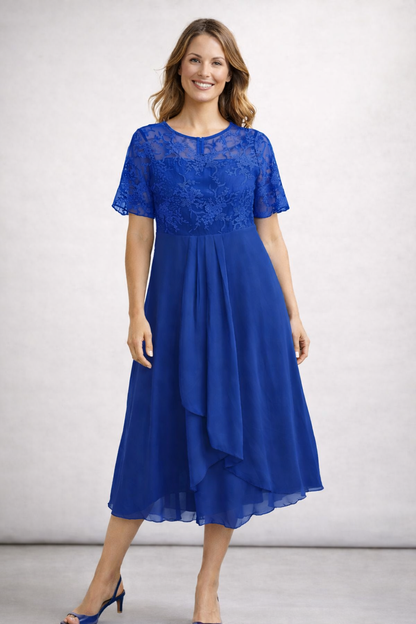Isabella | Elegante Abito Cerimonia Donna Midi in Pizzo Floreale 8