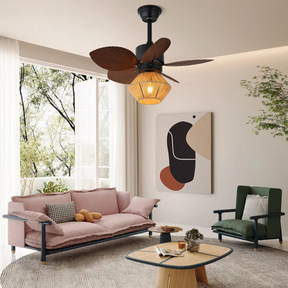 Plafondventilator met Verlichting Natuurlijk Rotan Tropisch Design Ø76cm