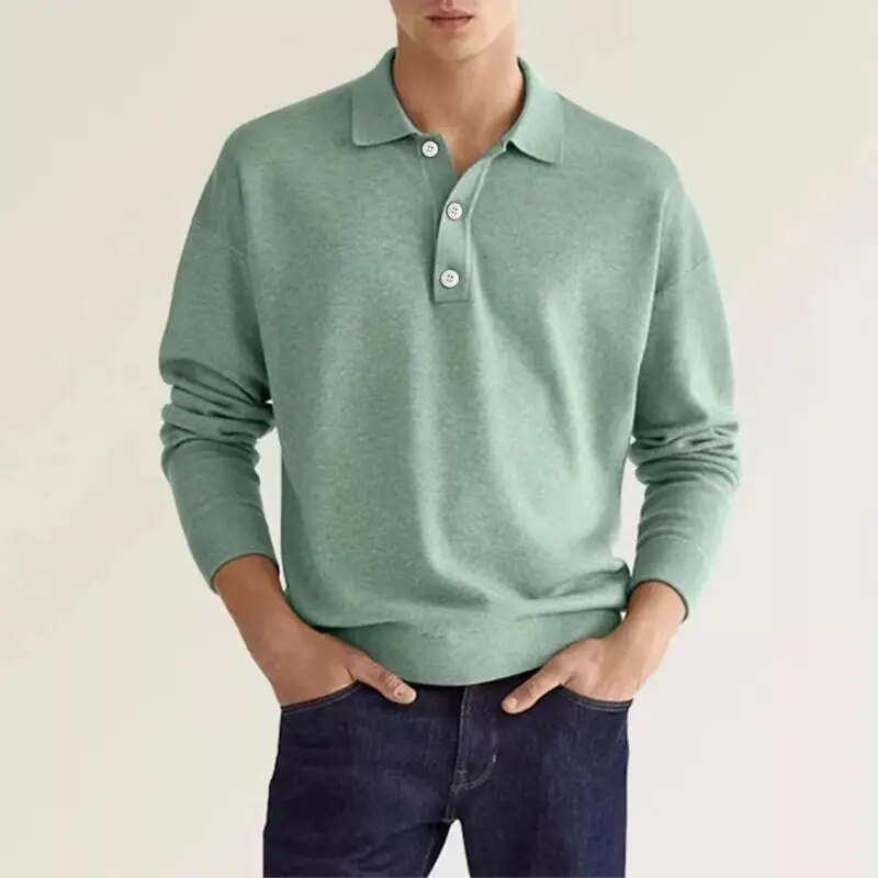 Heren Poloshirt Lange Mouwen Klassieke Stijl
