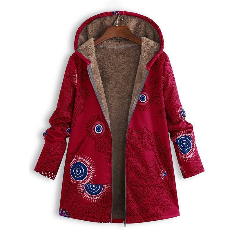 Vrouwelijke Fleece Jas Warm met Bohemian Print