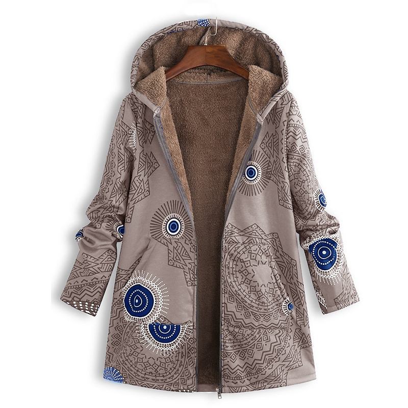 Vrouwelijke Fleece Jas Warm met Bohemian Print