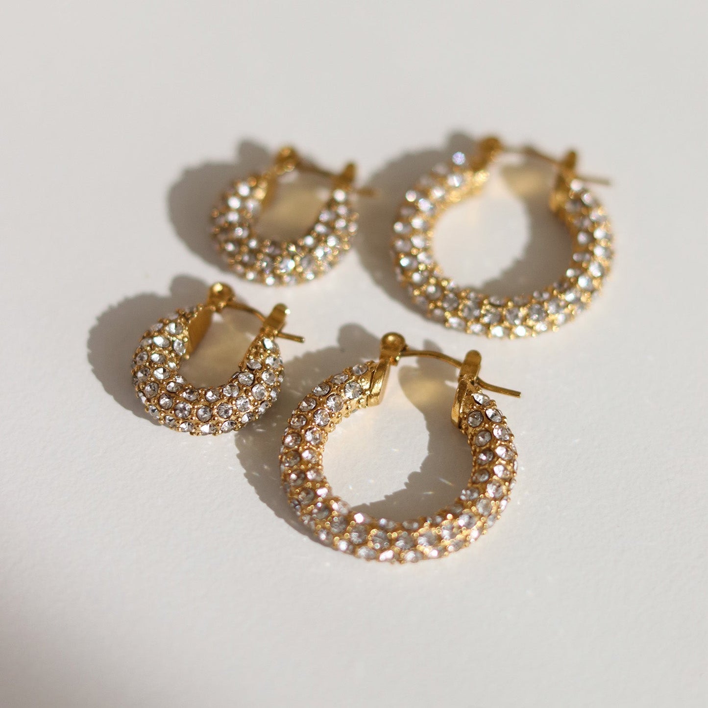 Oorbellen Hoops Elegante Zirconia Steentjes Glanzend Zilver