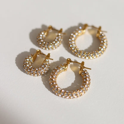 Oorbellen Hoops Elegante Zirconia Steentjes Glanzend Zilver
