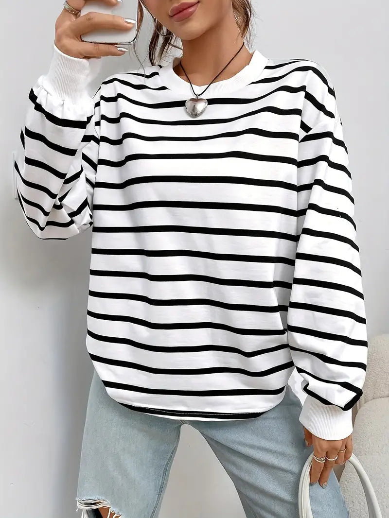 Dames Sweatshirt Gestreept Comfortabel Tijdloos Design - StudioMarella
