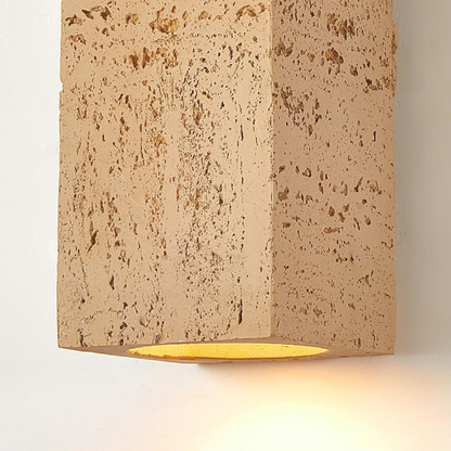 Japandi Wandlamp Travertijn Look Cement Rechthoek Warm Licht Woonkamer Slaapkamer