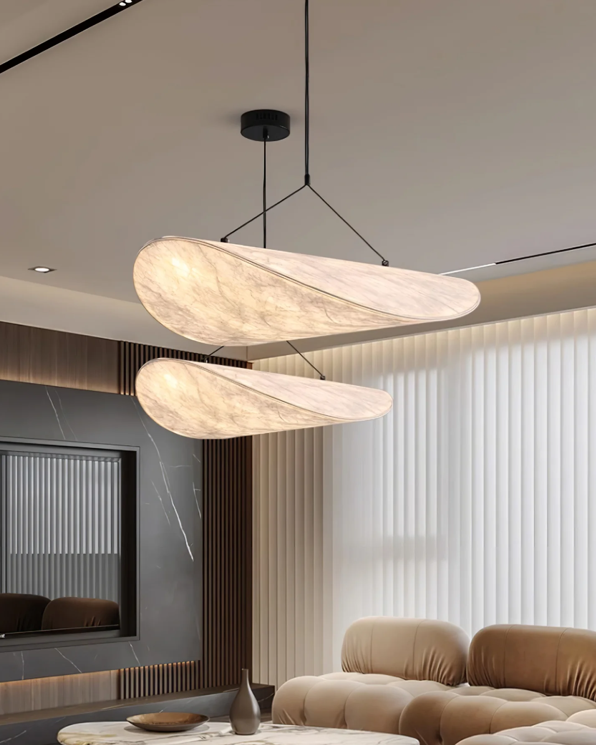 Sansoti - Japandi Hanglamp Wit voor Slaapkamer en Woonkamer – Moderne Sfeerverlichting E27