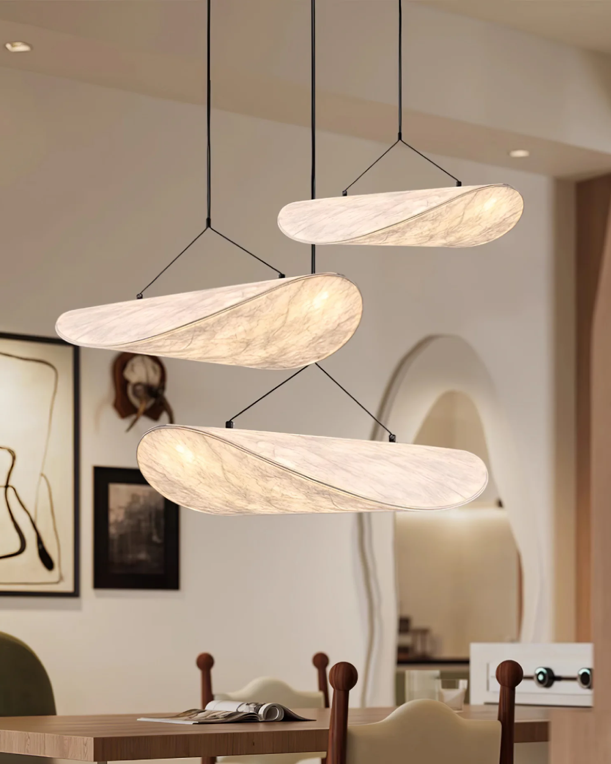 Sansoti - Japandi Hanglamp Wit voor Slaapkamer en Woonkamer – Moderne Sfeerverlichting E27