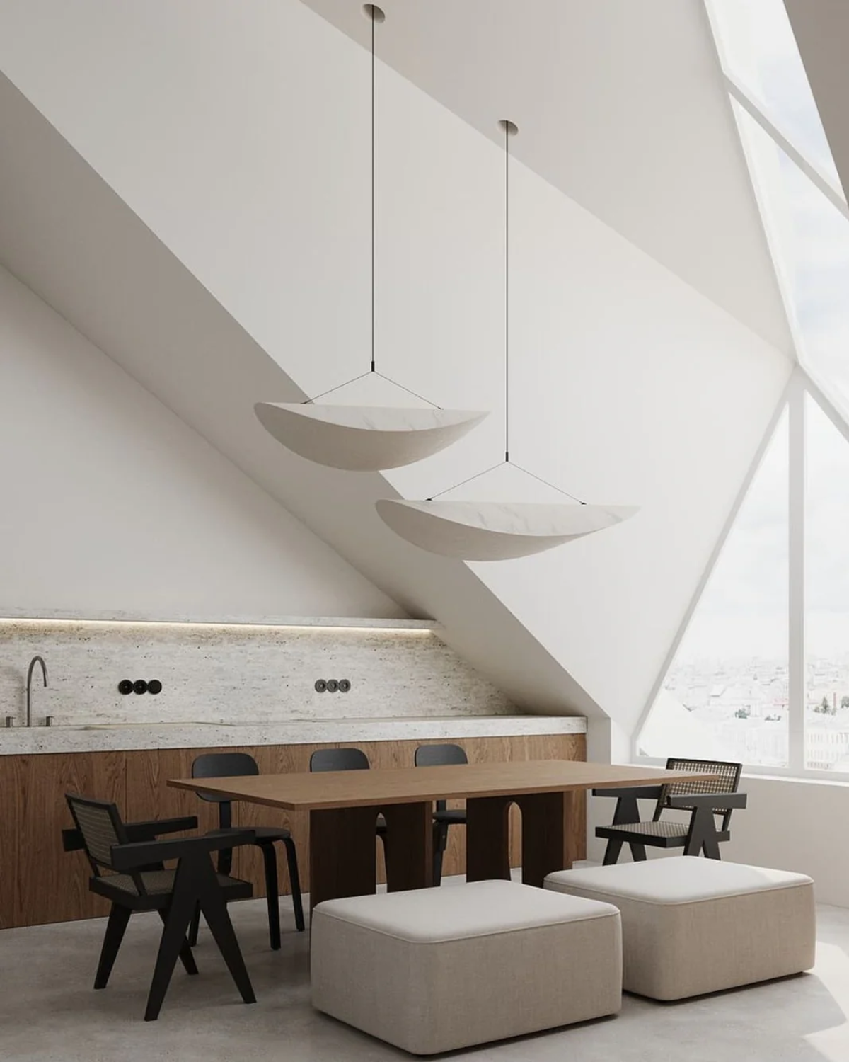 Sansoti - Japandi Hanglamp Wit voor Slaapkamer en Woonkamer – Moderne Sfeerverlichting E27