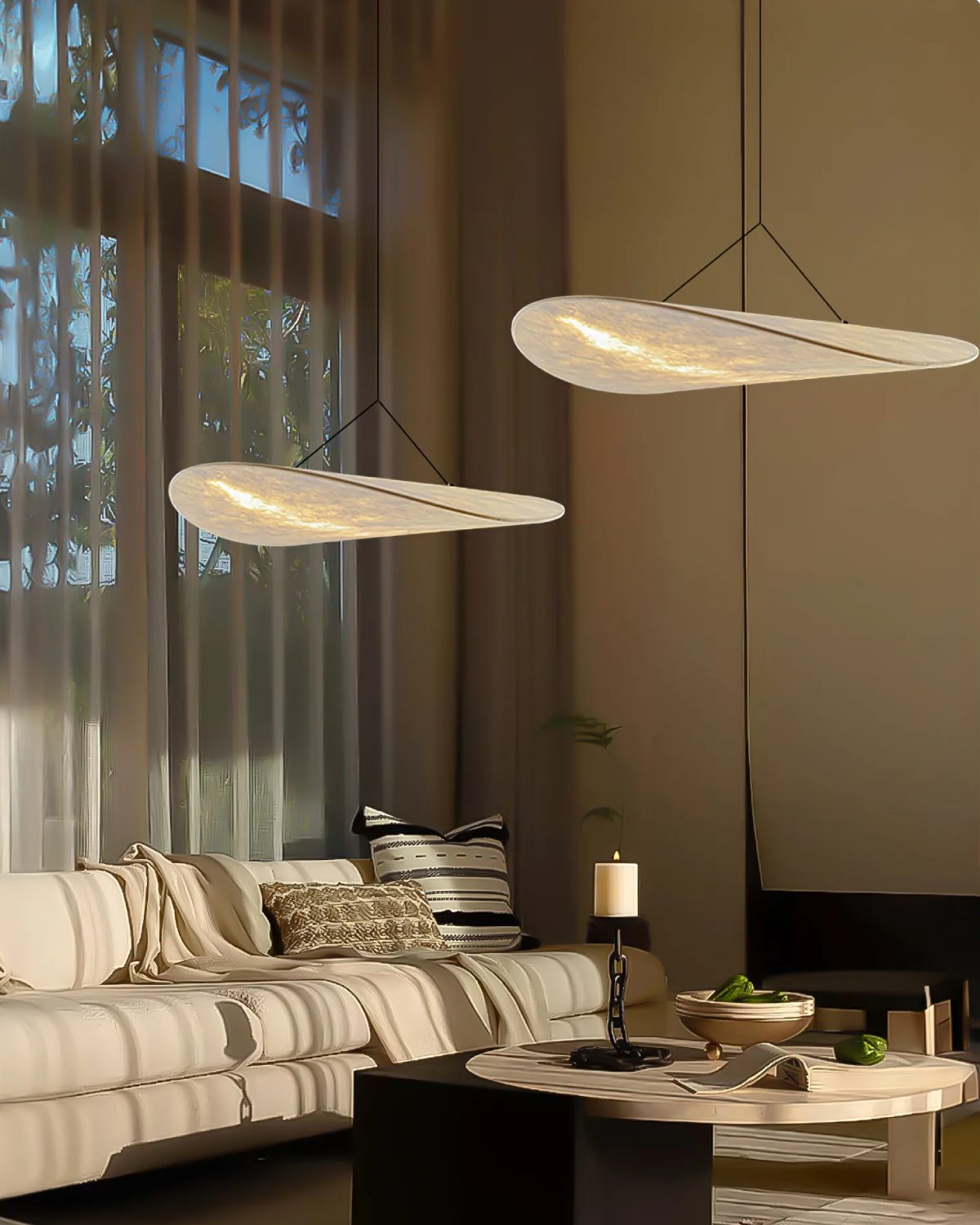 Sansoti - Japandi Hanglamp Wit voor Slaapkamer en Woonkamer – Moderne Sfeerverlichting E27