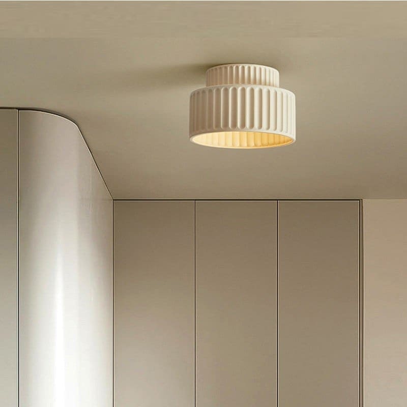 Plafondlamp Geribbeld Resin E27 Wit Compact Modern Interieur Woonkamer Keuken Slaapkamer Retro Design Plafonnière