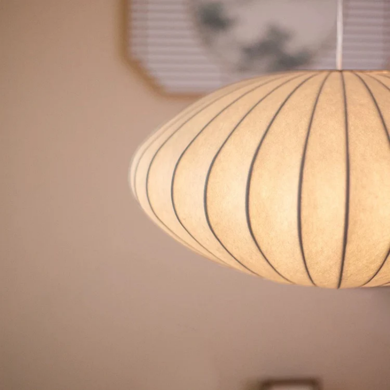 Japandi Hanglamp Zijde Wabi-Sabi Stijl – Minimalistische Kroonluchter met Natuurlijke Uitstraling 30 cm