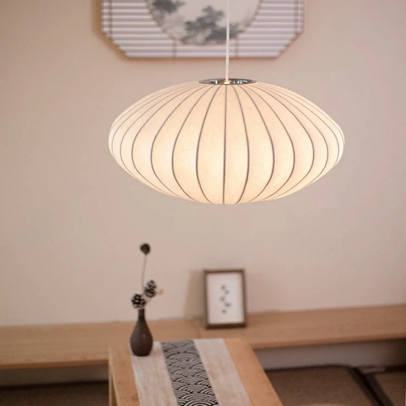 Japandi Hanglamp Zijde Wabi-Sabi Stijl – Minimalistische Kroonluchter met Natuurlijke Uitstraling 30 cm