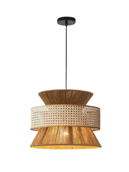Handgeweven Hennep Hanglamp in Zen-Stijl – Natuurlijk Rotan Tromlamp voor Rustieke Sfeer
