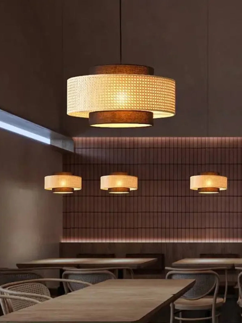 Handgeweven Hennep Hanglamp in Zen-Stijl – Natuurlijk Rotan Tromlamp voor Rustieke Sfeer
