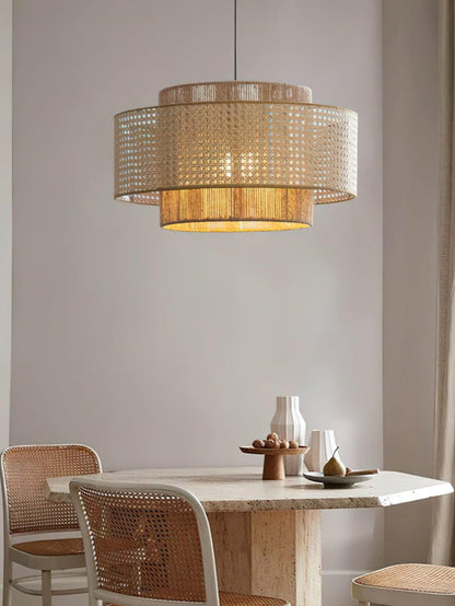 Handgeweven Hennep Hanglamp in Zen-Stijl – Natuurlijk Rotan Tromlamp voor Rustieke Sfeer