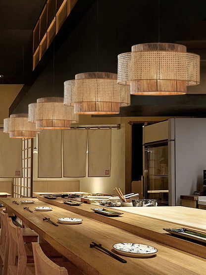 Handgeweven Hennep Hanglamp in Zen-Stijl – Natuurlijk Rotan Tromlamp voor Rustieke Sfeer