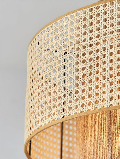 Handgeweven Hennep Hanglamp in Zen-Stijl – Natuurlijk Rotan Tromlamp voor Rustieke Sfeer