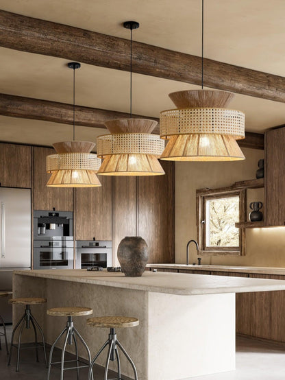 Handgeweven Hennep Hanglamp in Zen-Stijl – Natuurlijk Rotan Tromlamp voor Rustieke Sfeer