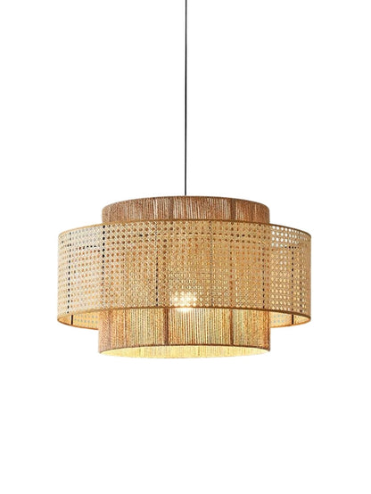 Handgeweven Hennep Hanglamp in Zen-Stijl – Natuurlijk Rotan Tromlamp voor Rustieke Sfeer