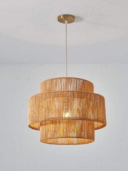 Handgeweven Hennep Hanglamp in Zen-Stijl – Natuurlijk Rotan Tromlamp voor Rustieke Sfeer