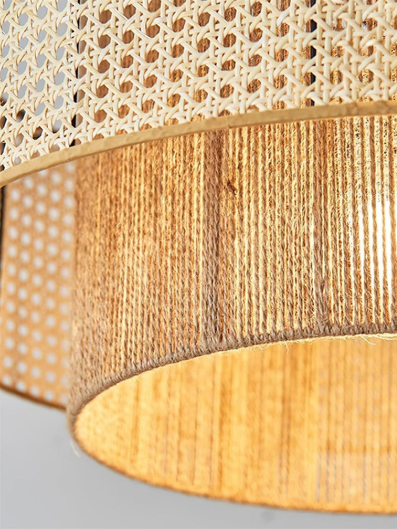 Handgeweven Hennep Hanglamp in Zen-Stijl – Natuurlijk Rotan Tromlamp voor Rustieke Sfeer