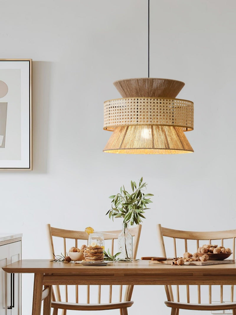 Handgeweven Hennep Hanglamp in Zen-Stijl – Natuurlijk Rotan Tromlamp voor Rustieke Sfeer