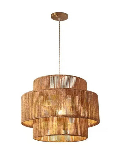 Handgeweven Hennep Hanglamp in Zen-Stijl – Natuurlijk Rotan Tromlamp voor Rustieke Sfeer