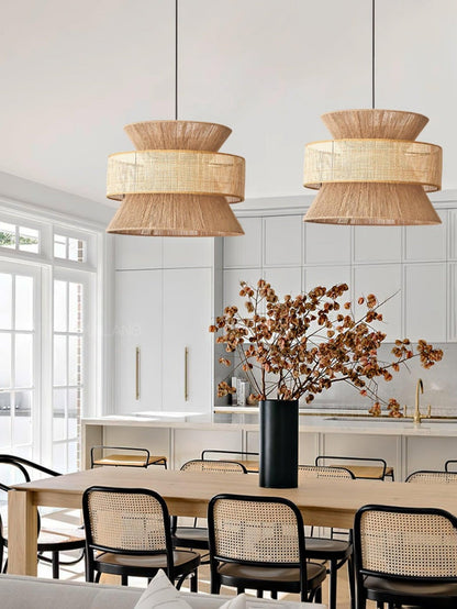 Handgeweven Hennep Hanglamp in Zen-Stijl – Natuurlijk Rotan Tromlamp voor Rustieke Sfeer