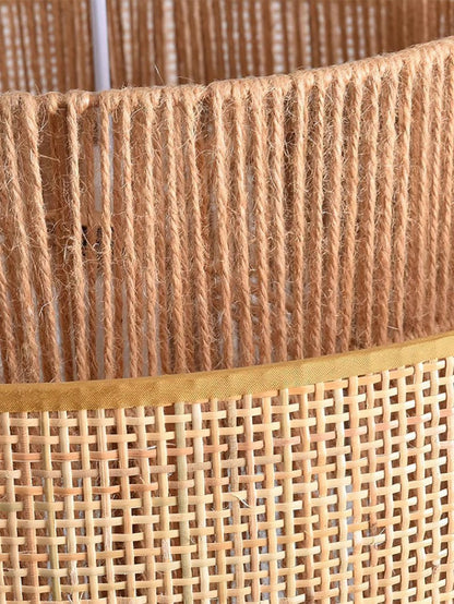 Handgeweven Hennep Hanglamp in Zen-Stijl – Natuurlijk Rotan Tromlamp voor Rustieke Sfeer