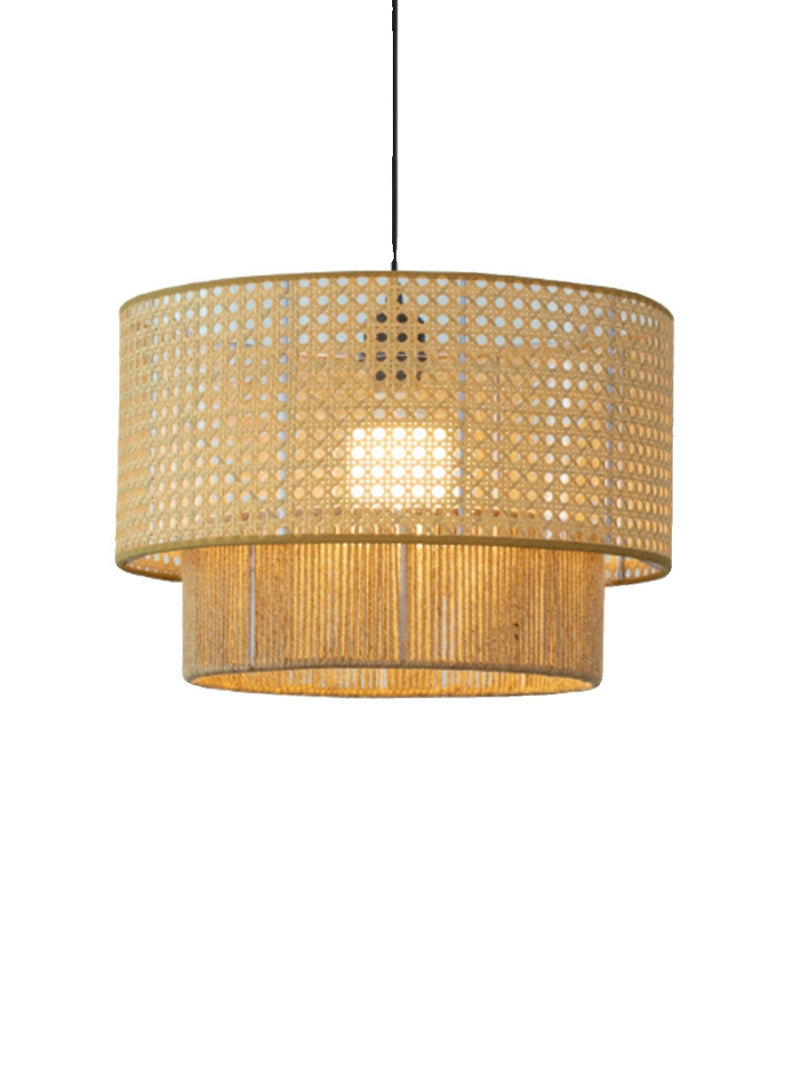Handgeweven Hennep Hanglamp in Zen-Stijl – Natuurlijk Rotan Tromlamp voor Rustieke Sfeer