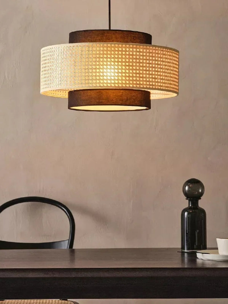 Handgeweven Hennep Hanglamp in Zen-Stijl – Natuurlijk Rotan Tromlamp voor Rustieke Sfeer