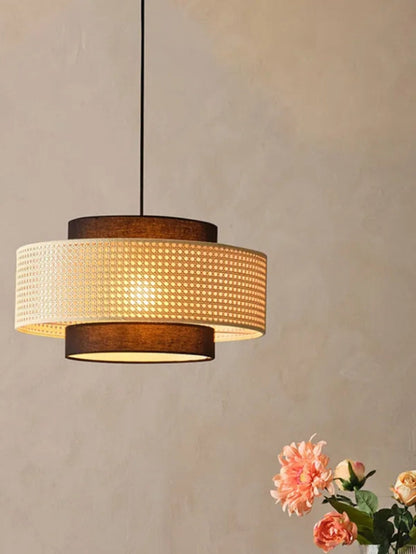 Handgeweven Hennep Hanglamp in Zen-Stijl – Natuurlijk Rotan Tromlamp voor Rustieke Sfeer
