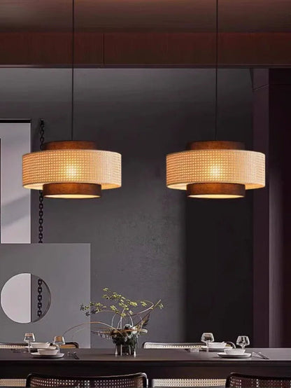 Handgeweven Hennep Hanglamp in Zen-Stijl – Natuurlijk Rotan Tromlamp voor Rustieke Sfeer