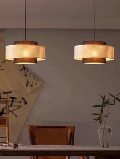 Handgeweven Hennep Hanglamp in Zen-Stijl – Natuurlijk Rotan Tromlamp voor Rustieke Sfeer
