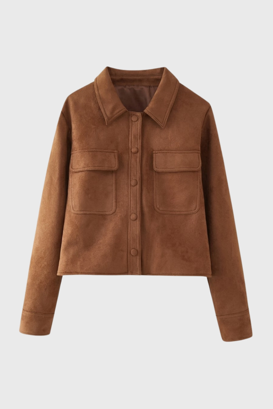 Dames Jas Korte Overshirt met Kraag en Knopen Casual Stijl - StudioMarella
