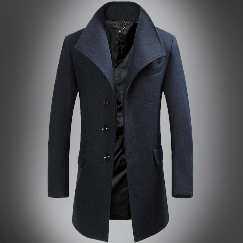 Heren Overjas Wol - Slim Fit Reverskraag Warme Winterjas - StudioMarella
