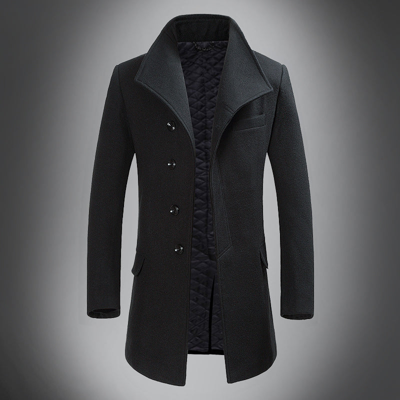 Heren Overjas Wol - Slim Fit Reverskraag Warme Winterjas
