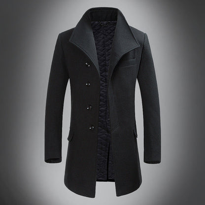 Heren Overjas Wol - Slim Fit Reverskraag Warme Winterjas