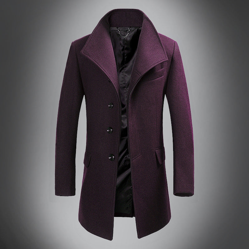 Heren Overjas Wol - Slim Fit Reverskraag Warme Winterjas