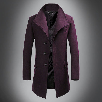 Heren Overjas Wol - Slim Fit Reverskraag Warme Winterjas