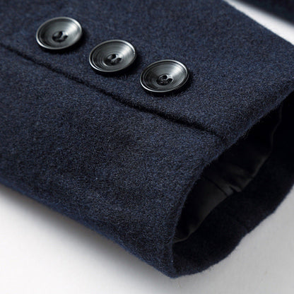 Heren Overjas Wool Warme Donkere Winterjas Slim Fit