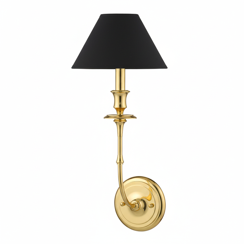 Moderne Wandlamp met Zwarte Stoffen Kap in Messing, Nikkel of Zwart – 1 of 2 Lichtpunten Design Verlichting